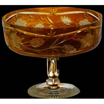 amber bohemian crystal centerpiece cup
