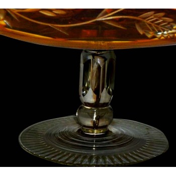coupe centre de table en cristal de bohème ambré