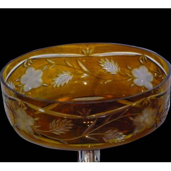coupe centre de table en cristal de bohème ambré