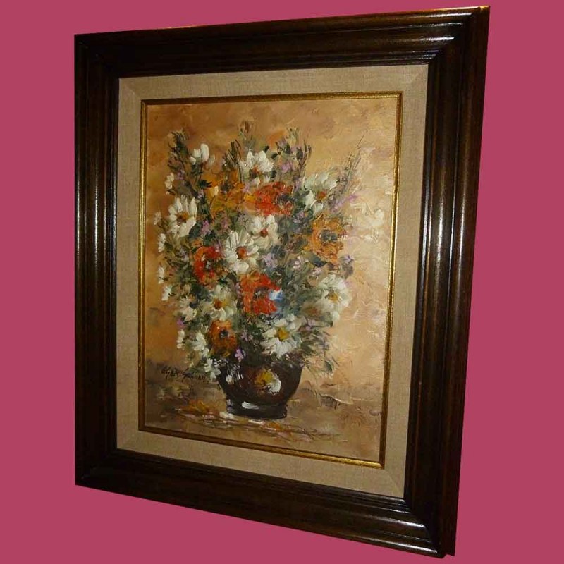 Still life with a bouquet of flowers signed.