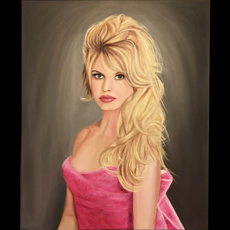 Retrato de Brigitte Bardot - óleo sobre lienzo firmado