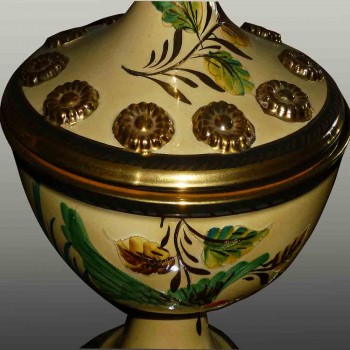 jarrón cubierto de estilo orientalista vintage Becquet Quaregnon