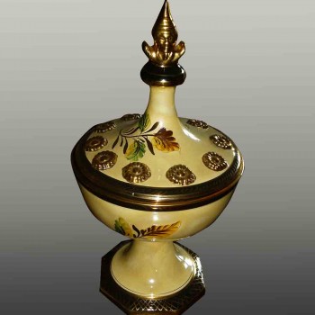 jarrón cubierto de estilo orientalista vintage Becquet Quaregnon