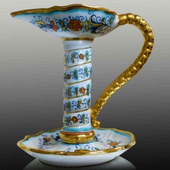 Ceramic candle holder signed Deruta 1950-1960