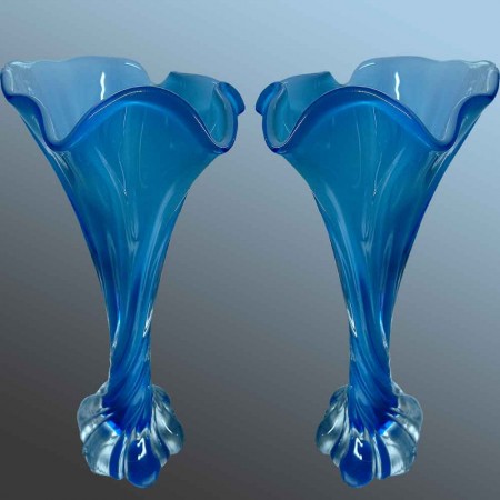 Pair of Art Deco opaline vases