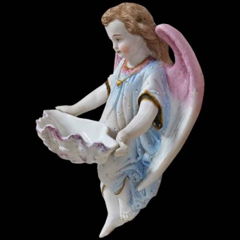 Old stoup angel in German biscuit 19th century
