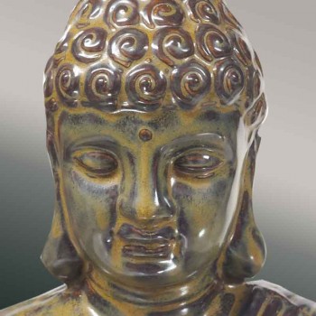 Buda en terracota esmaltada del siglo XIX.