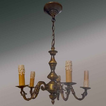 Lampadario in bronzo a 5 bracci di luce