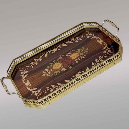 Vintage Italian marquetry serving tray