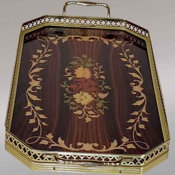 Vintage Italian marquetry serving tray