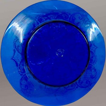 Assiette  en verre d'art de Murano bleu venise Italie 1950