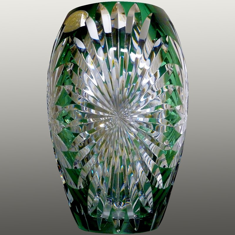 Jarrón vintage de cristal verde Val Saint Lambert Jarrón vintage de cristal verde Val Saint Lambert
