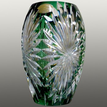 Vintage Val Saint Lambert green crystal vase