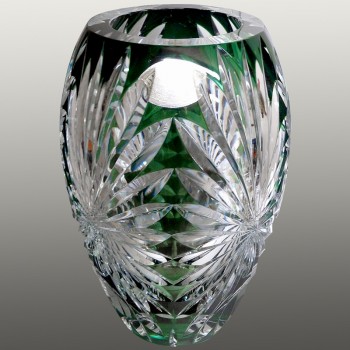 Vintage Val Saint Lambert grüne Kristallvase